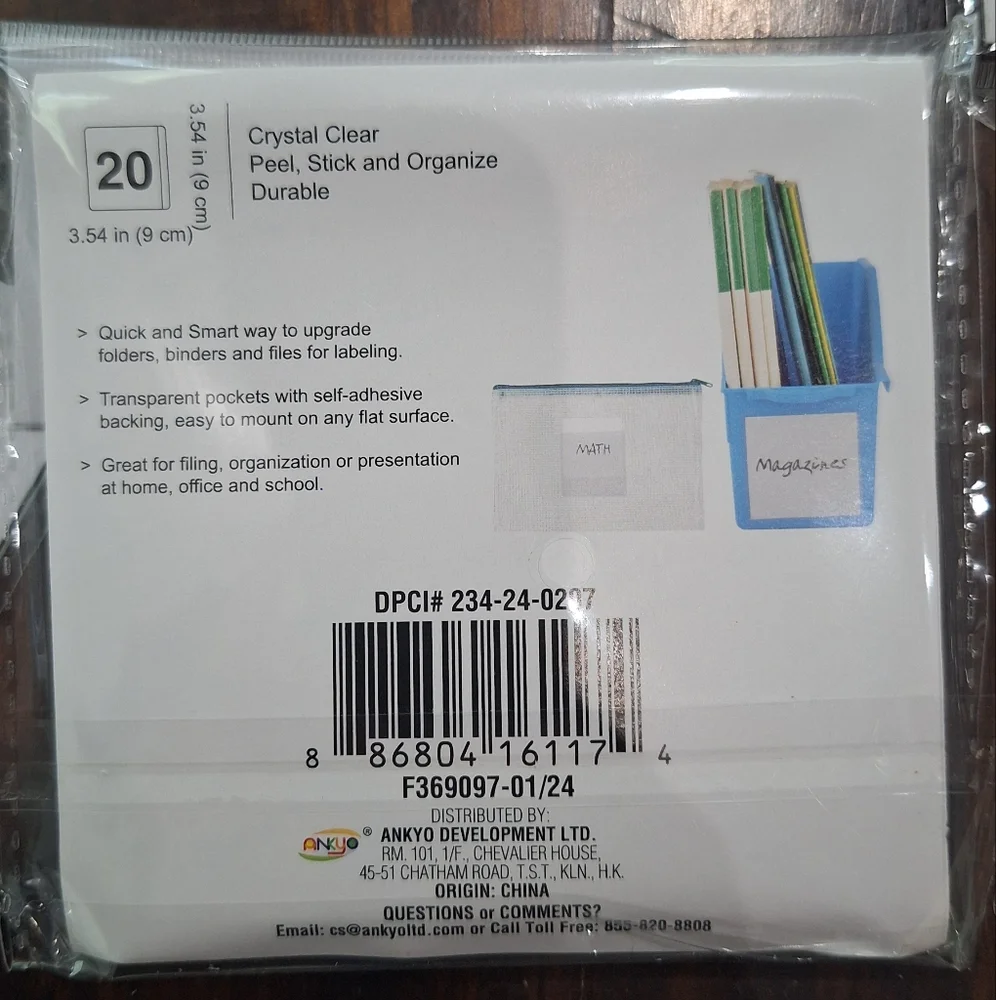 Adhesive Pockets Set of 3 With 20 Each